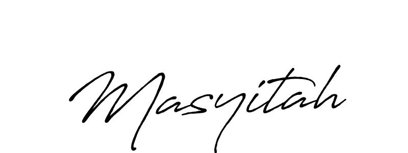 Masyitah stylish signature style. Best Handwritten Sign (Antro_Vectra_Bolder) for my name. Handwritten Signature Collection Ideas for my name Masyitah. Masyitah signature style 7 images and pictures png