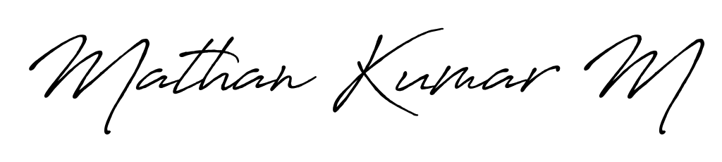 The Antro_Vectra_Bolder font transforms the name Mathan Kumar M into an executive sign with sharp precision and distinguished character. Mathan Kumar M signature style 7 images and pictures png