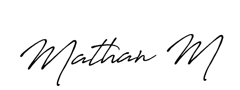 It looks lik you need a new signature style for name Mathan M. Design unique handwritten (Antro_Vectra_Bolder) signature with our free signature maker in just a few clicks. Mathan M signature style 7 images and pictures png
