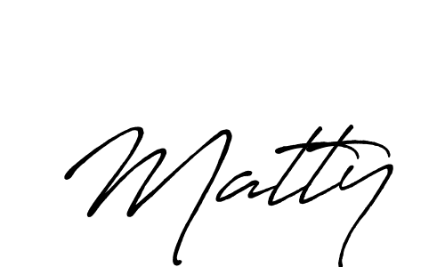 Matty stylish signature style. Best Handwritten Sign (Antro_Vectra_Bolder) for my name. Handwritten Signature Collection Ideas for my name Matty. Matty signature style 7 images and pictures png