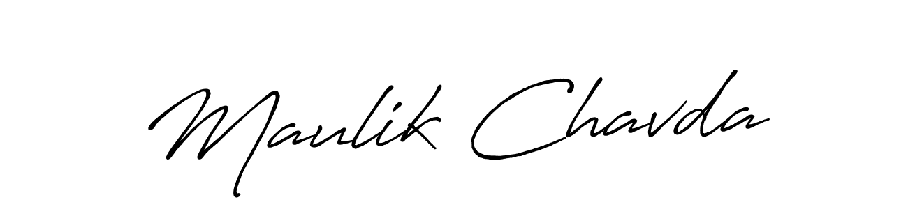 Design your own signature with our free online signature maker. With this signature software, you can create a handwritten (Antro_Vectra_Bolder) signature for name Maulik Chavda. Maulik Chavda signature style 7 images and pictures png