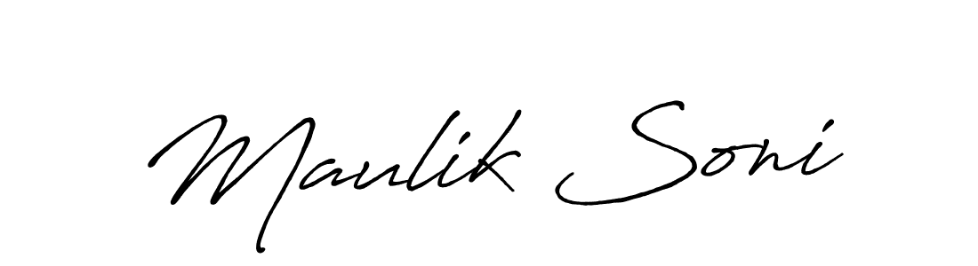 This is the best signature style for the Maulik Soni name. Also you like these signature font (Antro_Vectra_Bolder). Mix name signature. Maulik Soni signature style 7 images and pictures png