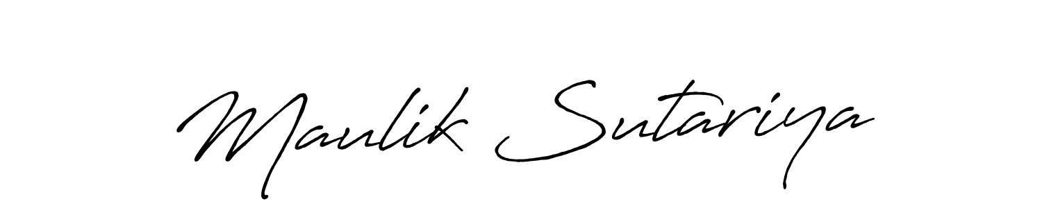 You should practise on your own different ways (Antro_Vectra_Bolder) to write your name (Maulik Sutariya) in signature. don't let someone else do it for you. Maulik Sutariya signature style 7 images and pictures png