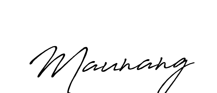 Make a beautiful signature design for name Maunang. With this signature (Antro_Vectra_Bolder) style, you can create a handwritten signature for free. Maunang signature style 7 images and pictures png