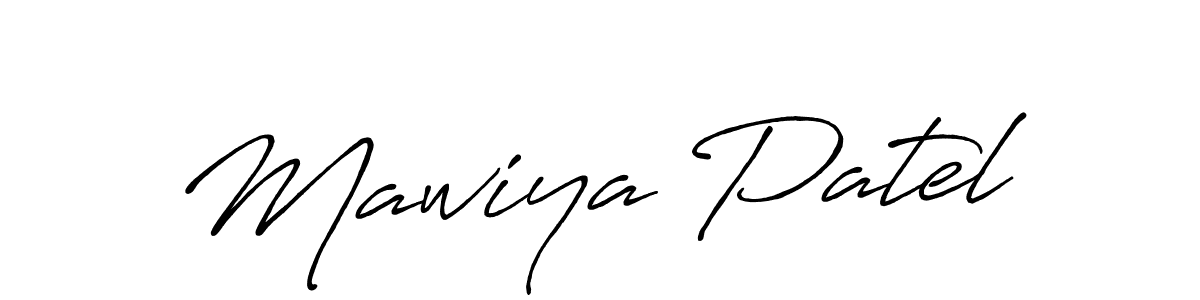 Make a beautiful signature design for name Mawiya Patel. With this signature (Antro_Vectra_Bolder) style, you can create a handwritten signature for free. Mawiya Patel signature style 7 images and pictures png