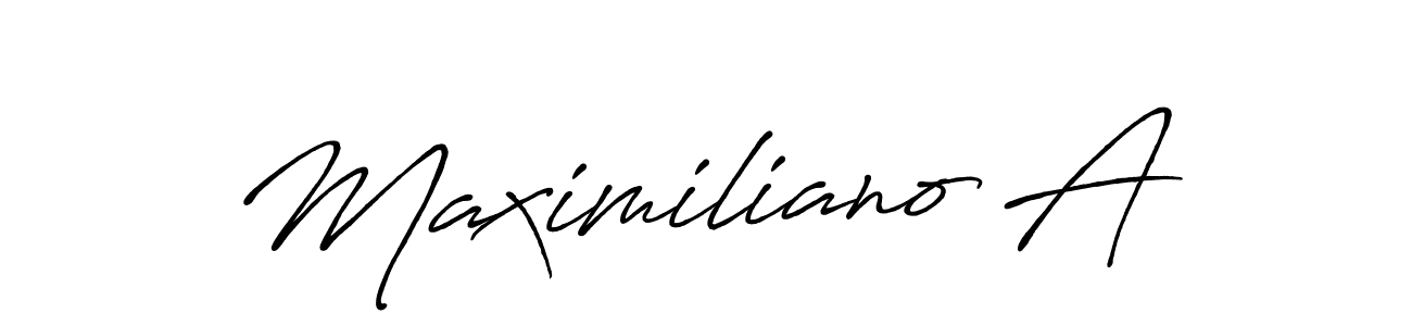 Design your own signature with our free online signature maker. With this signature software, you can create a handwritten (Antro_Vectra_Bolder) signature for name Maximiliano A. Maximiliano A signature style 7 images and pictures png