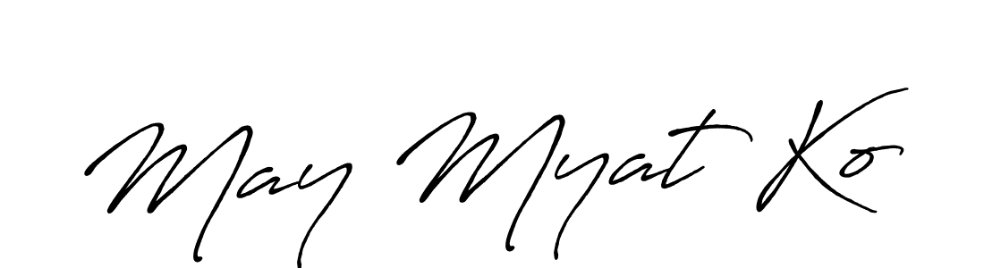 How to make May Myat Ko name signature. Use Antro_Vectra_Bolder style for creating short signs online. This is the latest handwritten sign. May Myat Ko signature style 7 images and pictures png