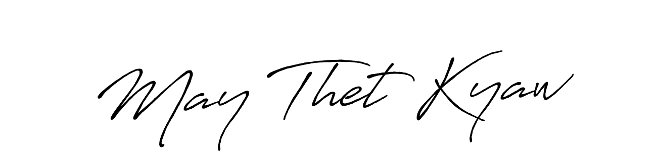 The best way (Antro_Vectra_Bolder) to make a short signature is to pick only two or three words in your name. The name May Thet Kyaw include a total of six letters. For converting this name. May Thet Kyaw signature style 7 images and pictures png