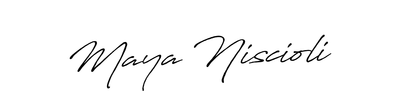 How to make Maya Niscioli name signature. Use Antro_Vectra_Bolder style for creating short signs online. This is the latest handwritten sign. Maya Niscioli signature style 7 images and pictures png