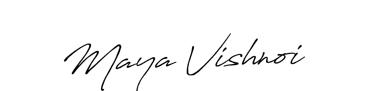 Make a beautiful signature design for name Maya Vishnoi. With this signature (Antro_Vectra_Bolder) style, you can create a handwritten signature for free. Maya Vishnoi signature style 7 images and pictures png