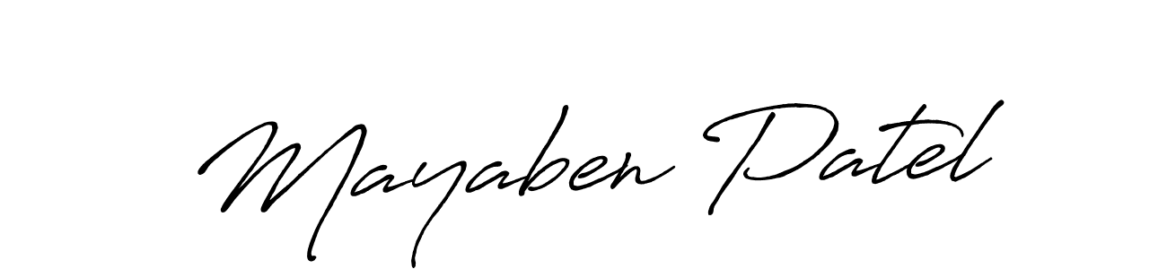 How to make Mayaben Patel name signature. Use Antro_Vectra_Bolder style for creating short signs online. This is the latest handwritten sign. Mayaben Patel signature style 7 images and pictures png