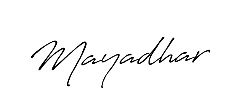 Use a signature maker to create a handwritten signature online. With this signature software, you can design (Antro_Vectra_Bolder) your own signature for name Mayadhar. Mayadhar signature style 7 images and pictures png