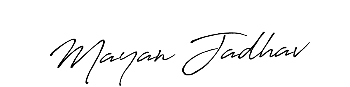 How to make Mayan Jadhav signature? Antro_Vectra_Bolder is a professional autograph style. Create handwritten signature for Mayan Jadhav name. Mayan Jadhav signature style 7 images and pictures png
