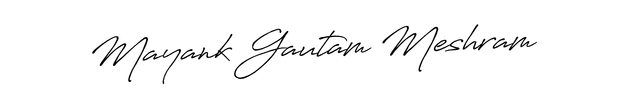 The best way (Antro_Vectra_Bolder) to make a short signature is to pick only two or three words in your name. The name Mayank Gautam Meshram include a total of six letters. For converting this name. Mayank Gautam Meshram signature style 7 images and pictures png