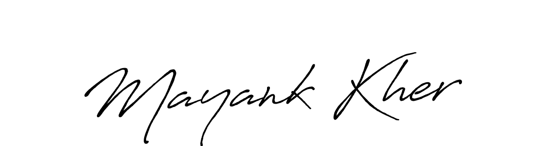 Make a beautiful signature design for name Mayank Kher. With this signature (Antro_Vectra_Bolder) style, you can create a handwritten signature for free. Mayank Kher signature style 7 images and pictures png