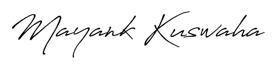 Explore multiple handwriting variations for Mayank Kuswaha including this stunning Antro_Vectra_Bolder design. Free to use across all platforms. Mayank Kuswaha signature style 7 images and pictures png