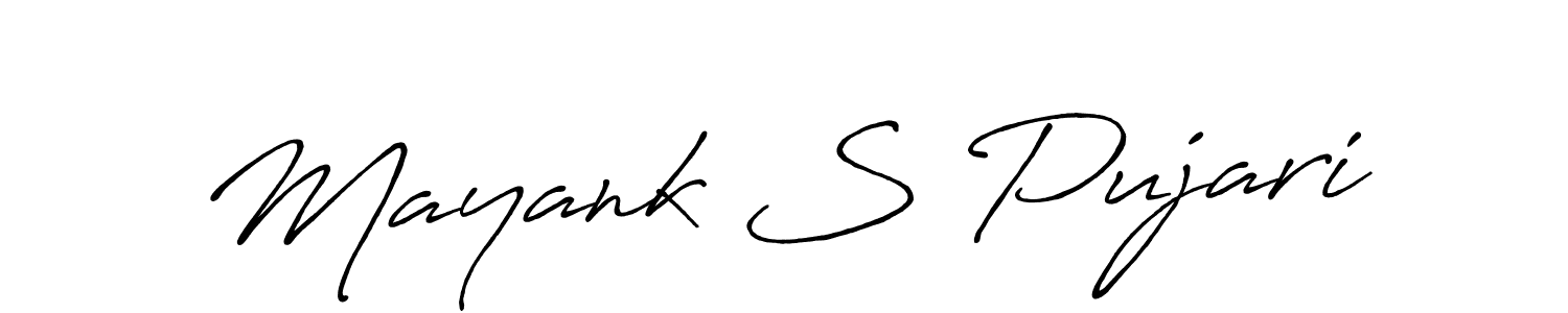 The best way (Antro_Vectra_Bolder) to make a short signature is to pick only two or three words in your name. The name Mayank S Pujari include a total of six letters. For converting this name. Mayank S Pujari signature style 7 images and pictures png
