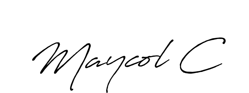 Similarly Antro_Vectra_Bolder is the best handwritten signature design. Signature creator online .You can use it as an online autograph creator for name Maycol C. Maycol C signature style 7 images and pictures png