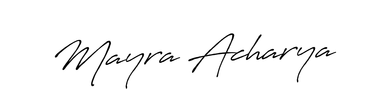 How to make Mayra Acharya name signature. Use Antro_Vectra_Bolder style for creating short signs online. This is the latest handwritten sign. Mayra Acharya signature style 7 images and pictures png