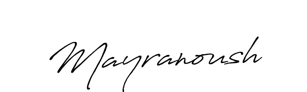 if you are searching for the best signature style for your name Mayranoush. so please give up your signature search. here we have designed multiple signature styles  using Antro_Vectra_Bolder. Mayranoush signature style 7 images and pictures png