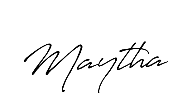 Use a signature maker to create a handwritten signature online. With this signature software, you can design (Antro_Vectra_Bolder) your own signature for name Maytha. Maytha signature style 7 images and pictures png