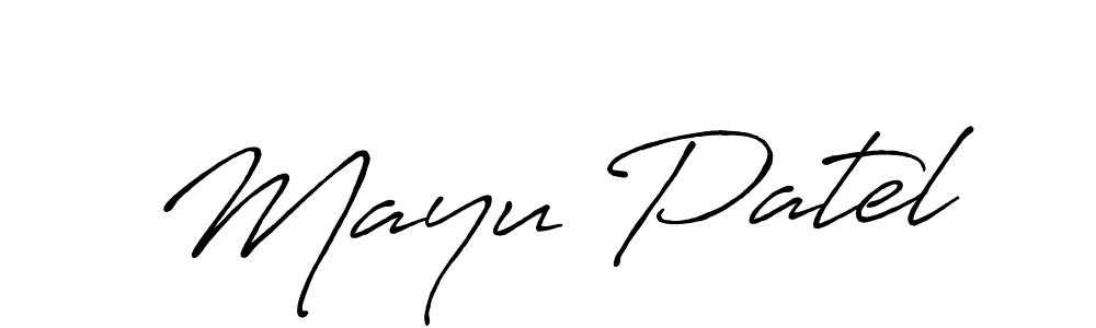 Antro_Vectra_Bolder is a professional signature style that is perfect for those who want to add a touch of class to their signature. It is also a great choice for those who want to make their signature more unique. Get Mayu Patel name to fancy signature for free. Mayu Patel signature style 7 images and pictures png