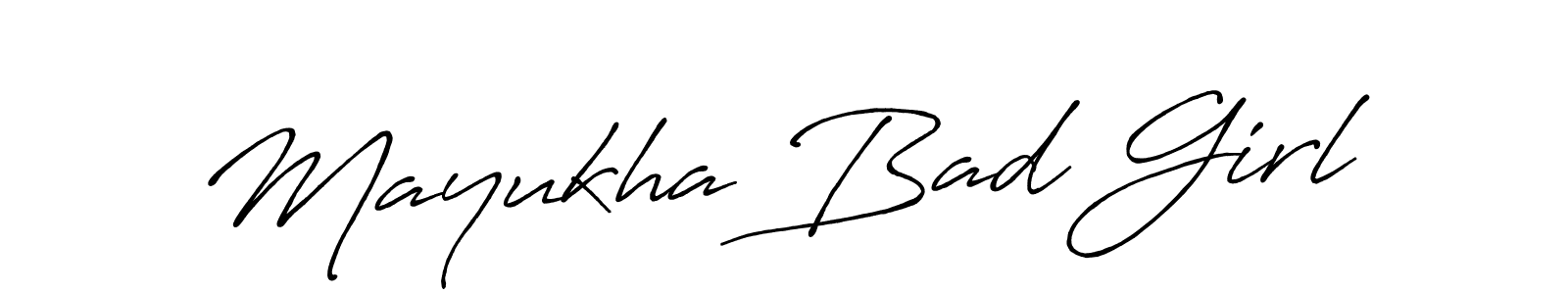 Antro_Vectra_Bolder is a professional signature style that is perfect for those who want to add a touch of class to their signature. It is also a great choice for those who want to make their signature more unique. Get Mayukha Bad Girl name to fancy signature for free. Mayukha Bad Girl signature style 7 images and pictures png