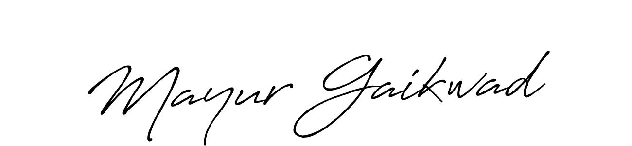 How to make Mayur Gaikwad name signature. Use Antro_Vectra_Bolder style for creating short signs online. This is the latest handwritten sign. Mayur Gaikwad signature style 7 images and pictures png