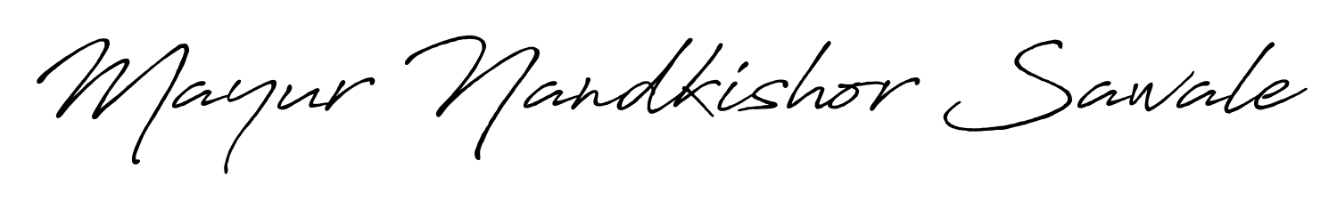 Express your personality with a custom Mayur Nandkishor Sawale signature crafted with Antro_Vectra_Bolder typography. Free transparent PNG download available. Mayur Nandkishor Sawale signature style 7 images and pictures png