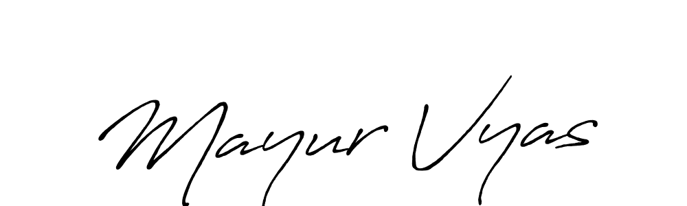 Use a signature maker to create a handwritten signature online. With this signature software, you can design (Antro_Vectra_Bolder) your own signature for name Mayur Vyas. Mayur Vyas signature style 7 images and pictures png