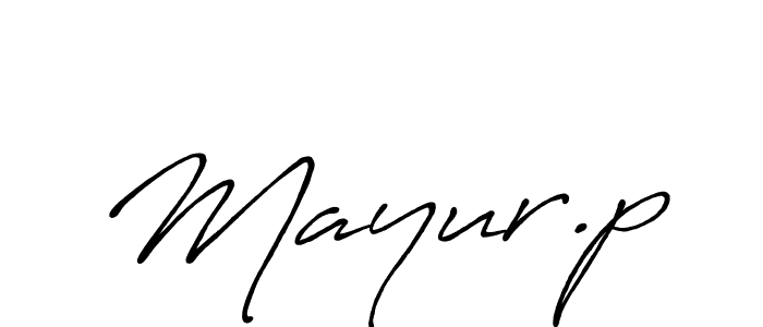 Create a beautiful signature design for name Mayur.p. With this signature (Antro_Vectra_Bolder) fonts, you can make a handwritten signature for free. Mayur.p signature style 7 images and pictures png