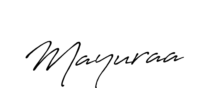 Create a beautiful signature design for name Mayuraa. With this signature (Antro_Vectra_Bolder) fonts, you can make a handwritten signature for free. Mayuraa signature style 7 images and pictures png