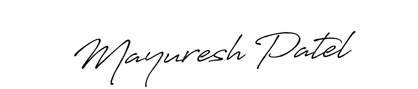 How to make Mayuresh Patel name signature. Use Antro_Vectra_Bolder style for creating short signs online. This is the latest handwritten sign. Mayuresh Patel signature style 7 images and pictures png