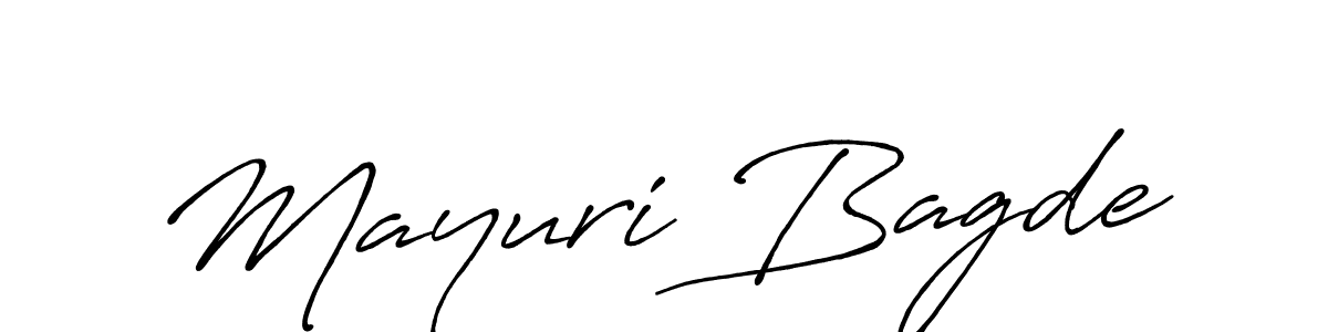 How to make Mayuri Bagde name signature. Use Antro_Vectra_Bolder style for creating short signs online. This is the latest handwritten sign. Mayuri Bagde signature style 7 images and pictures png