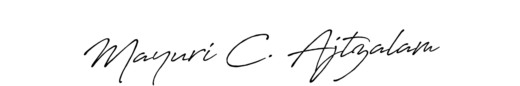 You should practise on your own different ways (Antro_Vectra_Bolder) to write your name (Mayuri C. Ajtzalam) in signature. don't let someone else do it for you. Mayuri C. Ajtzalam signature style 7 images and pictures png