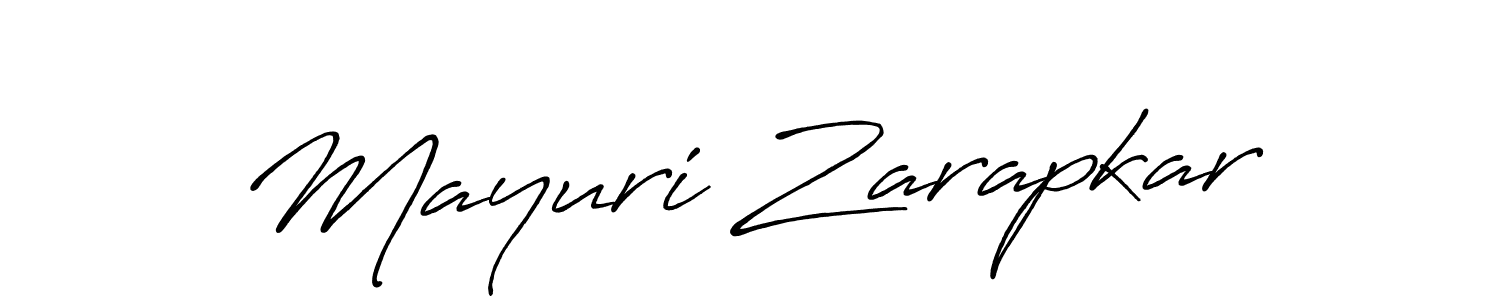 How to make Mayuri Zarapkar name signature. Use Antro_Vectra_Bolder style for creating short signs online. This is the latest handwritten sign. Mayuri Zarapkar signature style 7 images and pictures png