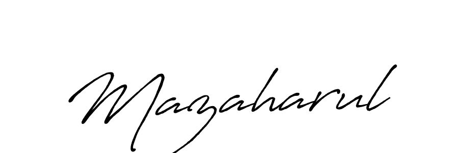 How to make Mazaharul name signature. Use Antro_Vectra_Bolder style for creating short signs online. This is the latest handwritten sign. Mazaharul signature style 7 images and pictures png