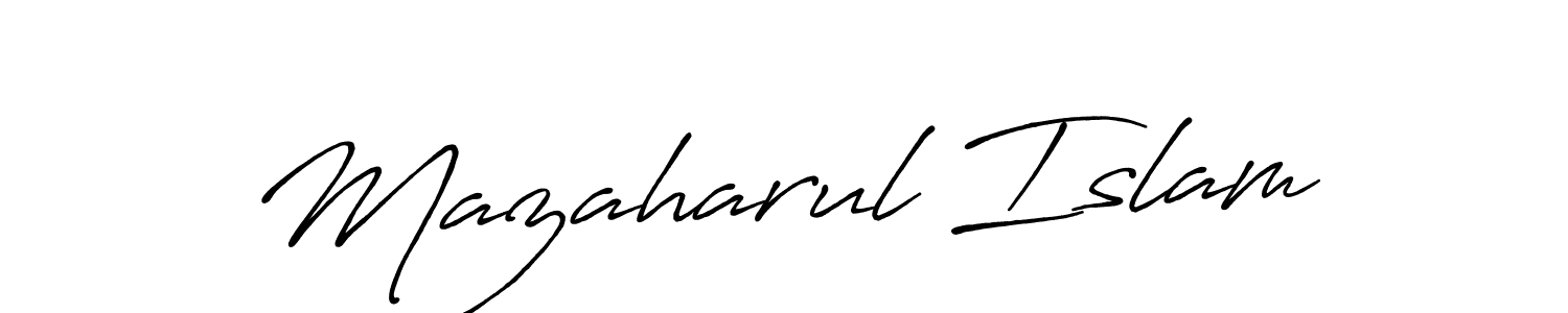 Create a beautiful signature design for name Mazaharul Islam. With this signature (Antro_Vectra_Bolder) fonts, you can make a handwritten signature for free. Mazaharul Islam signature style 7 images and pictures png