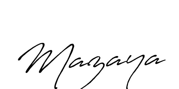Use a signature maker to create a handwritten signature online. With this signature software, you can design (Antro_Vectra_Bolder) your own signature for name Mazaya. Mazaya signature style 7 images and pictures png