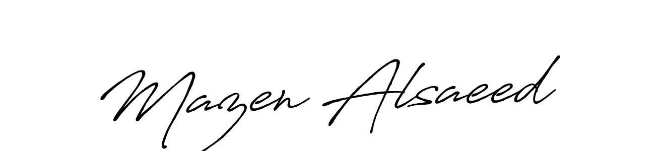 Use a signature maker to create a handwritten signature online. With this signature software, you can design (Antro_Vectra_Bolder) your own signature for name Mazen Alsaeed. Mazen Alsaeed signature style 7 images and pictures png