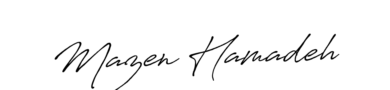 Use a signature maker to create a handwritten signature online. With this signature software, you can design (Antro_Vectra_Bolder) your own signature for name Mazen Hamadeh. Mazen Hamadeh signature style 7 images and pictures png