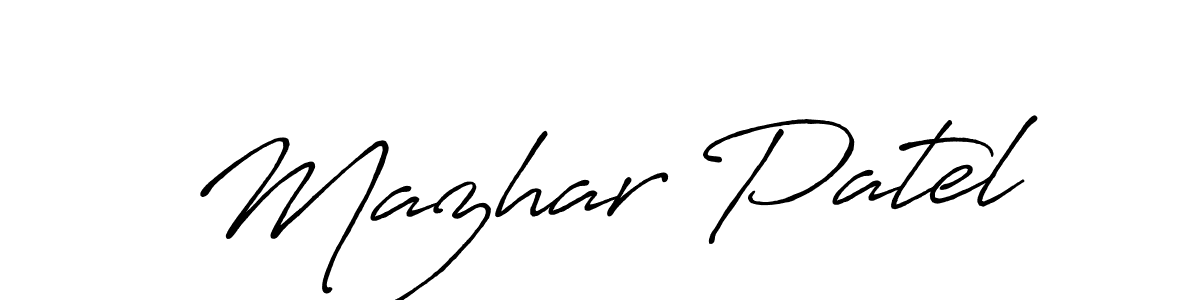 if you are searching for the best signature style for your name Mazhar Patel. so please give up your signature search. here we have designed multiple signature styles  using Antro_Vectra_Bolder. Mazhar Patel signature style 7 images and pictures png