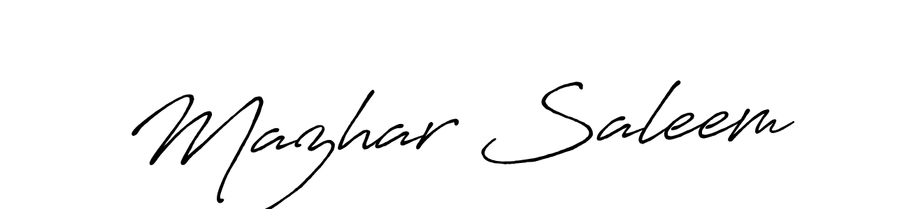 How to make Mazhar Saleem name signature. Use Antro_Vectra_Bolder style for creating short signs online. This is the latest handwritten sign. Mazhar Saleem signature style 7 images and pictures png