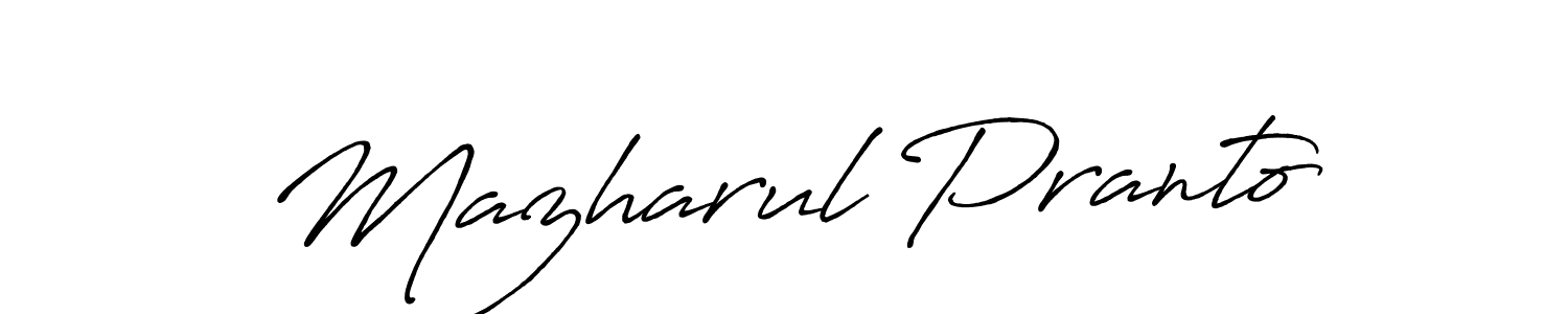 How to make Mazharul Pranto name signature. Use Antro_Vectra_Bolder style for creating short signs online. This is the latest handwritten sign. Mazharul Pranto signature style 7 images and pictures png