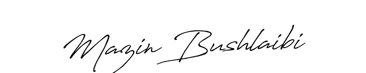 How to make Mazin Bushlaibi name signature. Use Antro_Vectra_Bolder style for creating short signs online. This is the latest handwritten sign. Mazin Bushlaibi signature style 7 images and pictures png