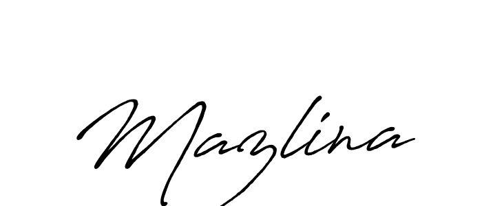 Use a signature maker to create a handwritten signature online. With this signature software, you can design (Antro_Vectra_Bolder) your own signature for name Mazlina. Mazlina signature style 7 images and pictures png