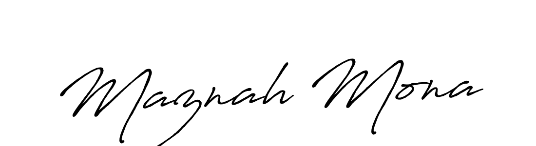 How to make Maznah Mona name signature. Use Antro_Vectra_Bolder style for creating short signs online. This is the latest handwritten sign. Maznah Mona signature style 7 images and pictures png