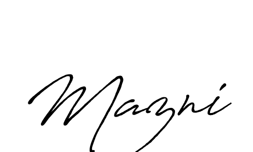 Use a signature maker to create a handwritten signature online. With this signature software, you can design (Antro_Vectra_Bolder) your own signature for name Mazni. Mazni signature style 7 images and pictures png