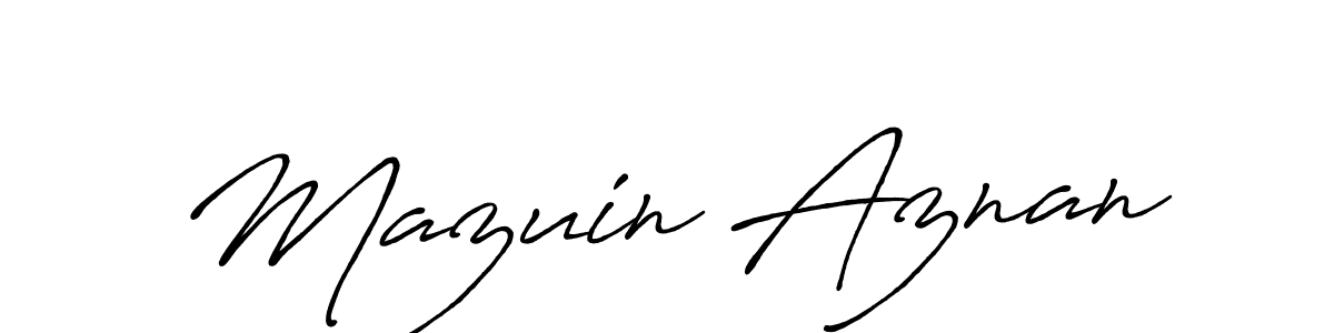 Create a beautiful signature design for name Mazuin Aznan. With this signature (Antro_Vectra_Bolder) fonts, you can make a handwritten signature for free. Mazuin Aznan signature style 7 images and pictures png