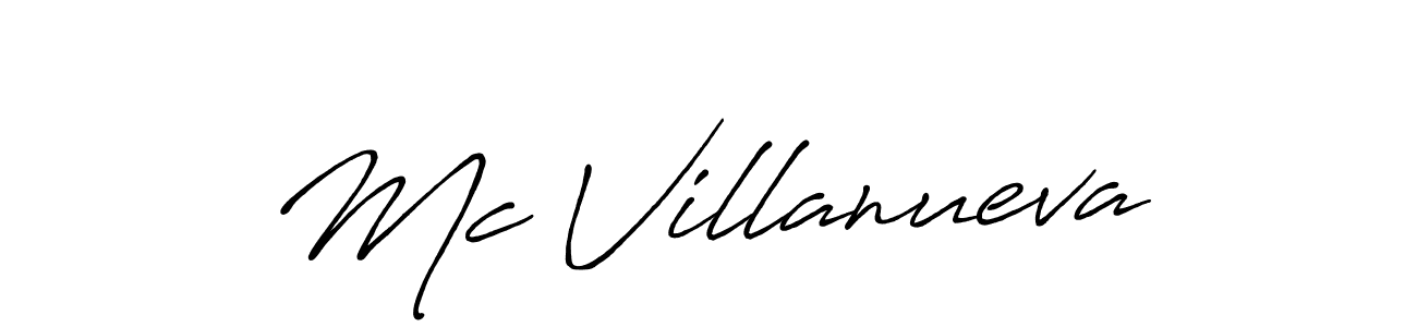 Create a beautiful signature design for name Mc Villanueva. With this signature (Antro_Vectra_Bolder) fonts, you can make a handwritten signature for free. Mc Villanueva signature style 7 images and pictures png